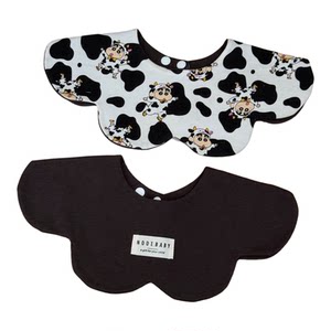 
k*y same style cotton swivel petal baby double-sided bib newborn saliva napkin snap button milk napkin versatile