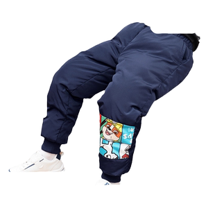 
Paw Paw Team Children's Down Pants Boys Winter Outerwear Plus Fleece Boys Baby Thickened Warm Pants Winter Sports Pants