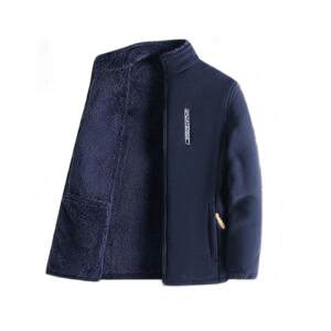 Jacket men's velvet jacket cardigan grasping jacket heating jacket, middle -aged and elderly sweater with velvet big size dad, thick