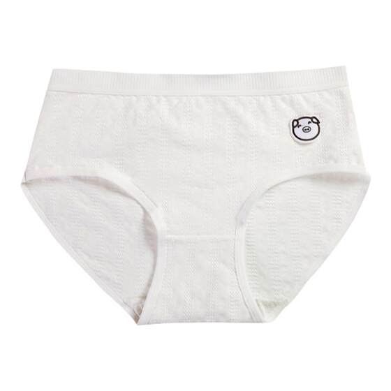 
Black, white and gray simple girl underwear mid-waist hips pure cotton crotch cute cartoon small animal student briefs breathable