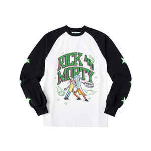 
[Rick and Morty Official Collaboration] WHOOSIS Raglan Sleeve Star Print Long Sleeve T-Shirt for Men and Women