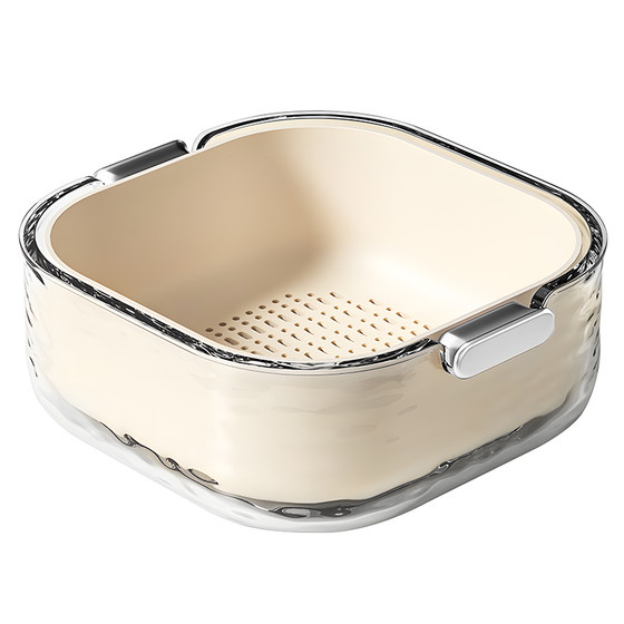 Double -layer laundry basin drain six sets of kitchen living room household fruit plates simple plastic scrubbing basket