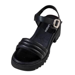 
Mulinsen sandals for women 2025 new summer with skirt fashion one-word fairy style cowhide thick mid-heeled shoes