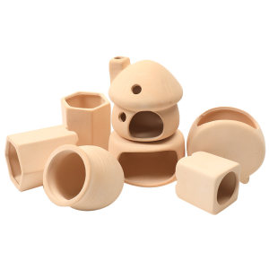 Fish tank mushroom house ornament pot pottery can avoid holes creative ceramic set decorative house landscaping shrimp shrimp can avoid the house
