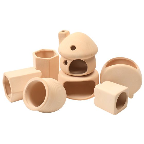 Fish tank mushroom house ornament pot pottery can avoid holes creative ceramic set decorative house landscaping shrimp shrimp can avoid the house
