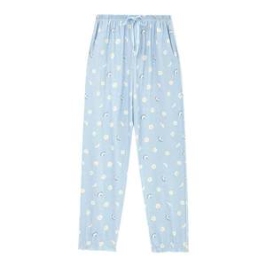 Three -gun pajamas, Xinjiang cotton girl pure cotton spring and summer new product breathable loose, lace -up cotton female home trousers