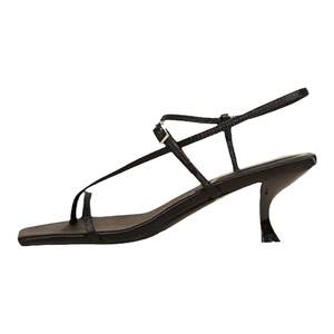 
Saichi is not suitable for silk, one-strip fashion clip toe strap cat heel sandals for women design niche high heels summer