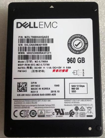 DELL 0R1ND2 960G 960GB SAS SSD 12Gb 2.5 R740 固态 服务器硬盘