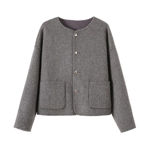 
apipedream is like a dream 100% Australian hair double-sided alien color small fragrance wool coat short style/yuanyan purple daisy