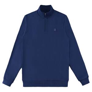 
MrBu customized genuine leather label thickened long-sleeved T-shirt autumn and winter crisp zipper stand collar business men BT10616