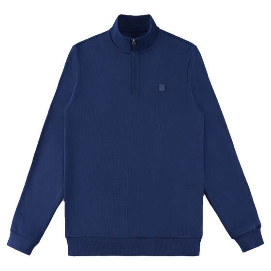 
MrBu customized genuine leather label thickened long-sleeved T-shirt autumn and winter crisp zipper stand collar business men BT10616