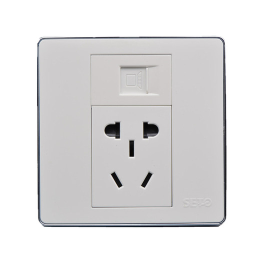 Sawl Type 86 Network Cable with 5-Hole Power Socket - Cat6 Gigabit Ethernet