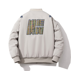 MYES trendy brand embroidered baseball jacket men's retro autumn and winter quilted pilot jacket couple warm cotton coat