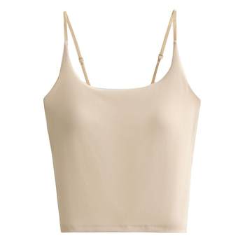 Modal beautiful back traceless small suspender vest for women ice ribbon chest pad short inner bottom strap strap underwear top
