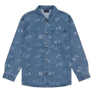 
MLB couples with full prints of presbyopia retro fashion denim shirt jacket casual versatile long-sleeved shirt