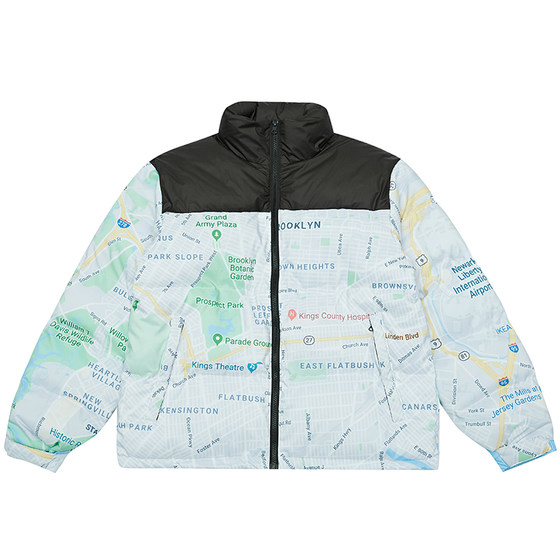 HeliPort stopping the map map full of print cotton clothing tide brand men and women cotton clothing casual couple bun clothes thickened jacket