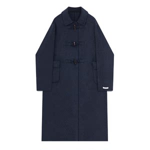 
Double-sided wool coat with horn buttons, mid-length Korean style slimming and versatile women's woolen coat for small people