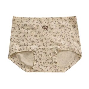
New style pure cotton boxer briefs floral antibacterial mid-high waist and hip women's boxer briefs pastoral style breathable and comfortable