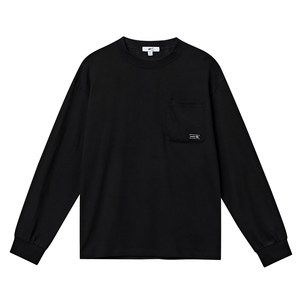 
Pull back heavyweight pure cotton long-sleeved T-shirt men's spring and autumn new round neck black sweatshirt men's inner layering shirt