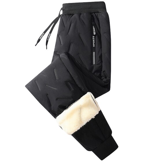 
Men's winter pants plus velvet thickened outerwear casual sweatpants large size lamb velvet warm windproof snow down cotton pants