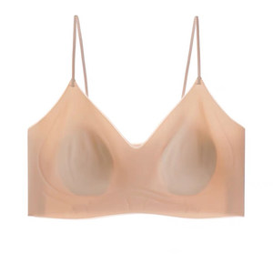 
Bare skin bi, light and non-sensory suspender bra, spaghetti straps, gathered slimming yoga sports invisible liquid foundation underwear