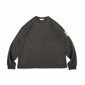 NOFAITH basic solid color pocket round neck long sleeve top men's Japanese retro loose round neck silhouette base T-shirt
