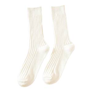 
Double-needle socks for women in spring and summer, white mid-calf socks, knitted thick socks, cotton socks, pile socks, men's long-tube couple socks, trendy