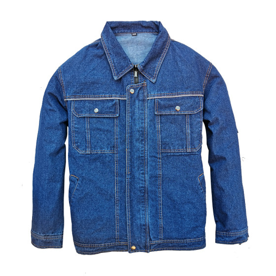 Cotton thickened denim working clothing set Men's factory workshop labor insurance clothing anti -hot wear -resistant welding workers