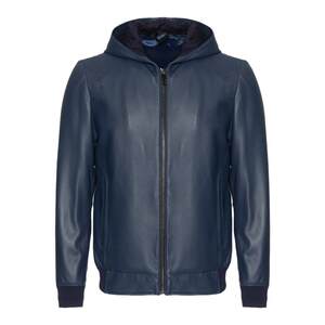 
RARE Weiya men's Ole Blue Leather Clothes Hooded Casual Jacket Men's Real Leather Clothes Trendy