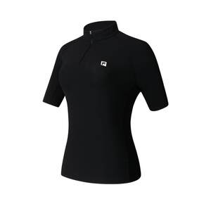 FILA official women's knitted short sleeved shirt 2024 summer new outdoor sports semi open zipper top