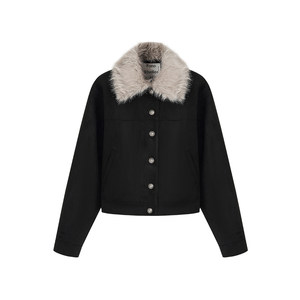 
Fano retro thickened suede short jacket 2025 autumn and winter design detachable fur collar cotton jacket for women