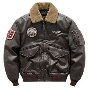 VIP winter locomotive leather cotton clothing men's beautiful retro lapel pilot jacket thickened cotton coat jacket