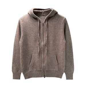 
American retro men's casual zipper cardigan sweater men's warm top hooded coat sweater men's winter