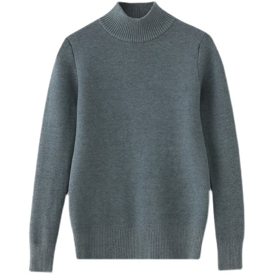 Half -high collar plus sweater woman thickened all -in -one velvet slimming in autumn and winter, collar warm needle weaving bottoming shirt