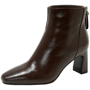 
[Same style from Paris Fashion Week] Kangli genuine leather thick high-heeled short boots for women 2025 winter new brown boots