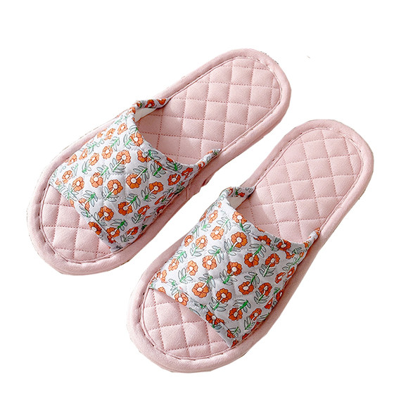 The new INS Korean version of the fresh floral cloth, cotton and linen girl slippers, quiet non -slip soft cloth bottom house floor
