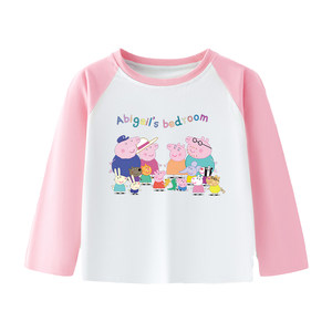Peppa Pig baby T-shirt long-sleeved spring and autumn boy bottoming shirt pure cotton spring top children's clothes spring clothes women
