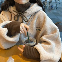 Бархатная толстовка для школьников, демисезонный утепленный топ, утепленное термобелье, комплект, куртка, в корейском стиле, свободный крой