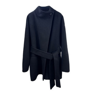 
Yak velvet classic black stand-up collar double-sided wool coat women's short autumn and winter new one-button simple woolen coat