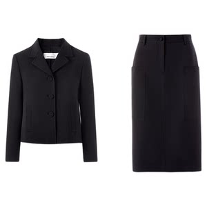 
Langzi black high-end simple short jacket/skirt lapel commuter top 2025 new autumn style