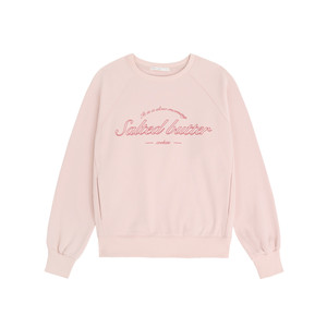 
MISAZSalted butter spliced raglan sleeves and velvet pullover printed sweatshirt Peach/Brownie