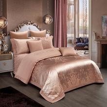 Свадебная кровать в европейском стиле, крышка кровати, 4 комплекта с хлопком, 4 комплекта с увеличенными постельными принадлежностями, золотой комплект