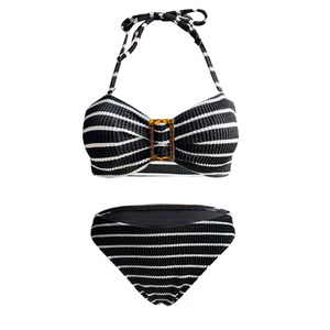 New swimsuit beautiful black vest striped split shirt bikini sexy seaside vacation hot spring swimsuit women
