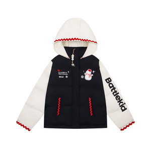 
126KID American snowman embroidery Velcro hooded cotton coat jacket for men and women, loose thickened cotton coat for couples