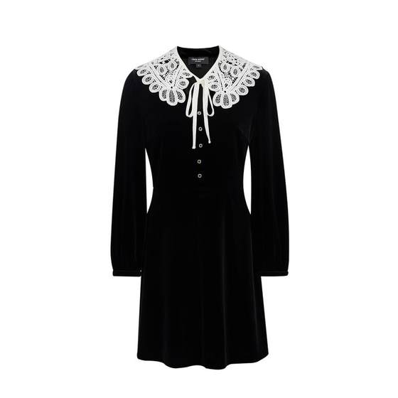 
Vero Moda dress 25 autumn and winter detachable lace shawl high waist slim velvet skirt temperament
