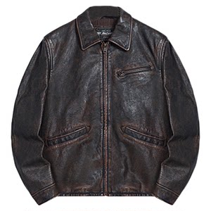 
MCS men's clothing originates from Marlboro Classic 1930S distressed retro cowhide leather jacket men's leather jacket