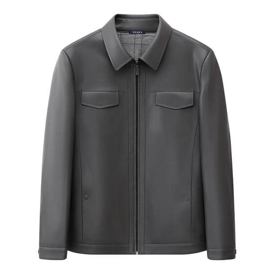 
Sidea leather jacket men's autumn and winter new business casual workwear middle-aged lapel plus velvet thickened leather jacket