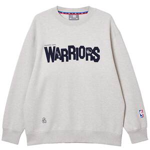 
Jack Jones Men's NBA Co-branded Warriors Letter Logo Daily Casual Loose Round Neck Sweatshirt Spring