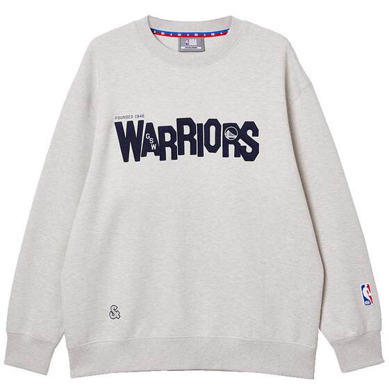 
Jack Jones Men's NBA Co-branded Warriors Letter Logo Daily Casual Loose Round Neck Sweatshirt Spring