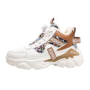 
High top men's shoes winter trendy brand plus velvet thickened warm cotton shoes for teenagers free sports and leisure basketball dad shoes